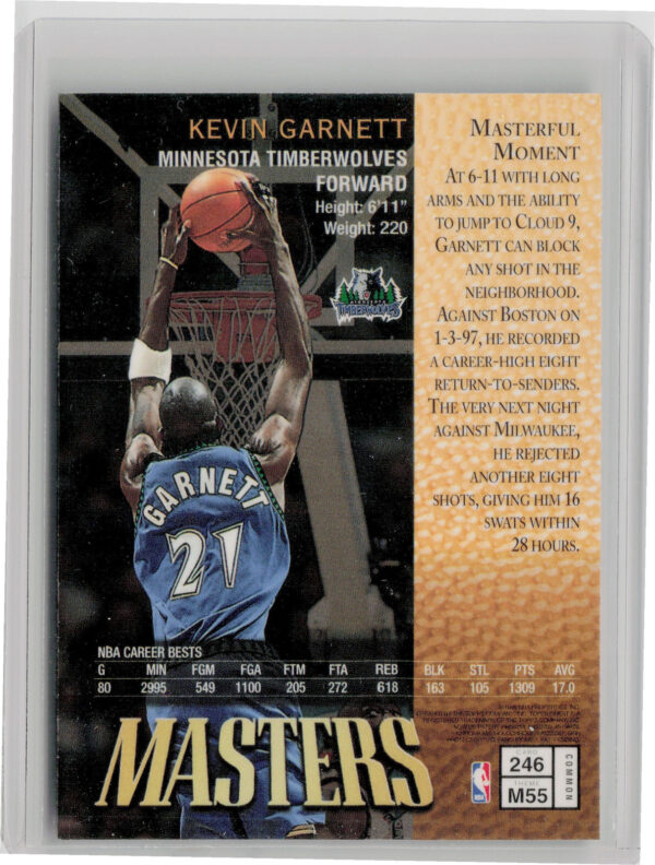 1997-98 Finest Kevin Garnett #246 Timberwolves - Image 3
