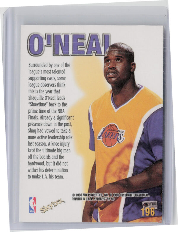 1997-98 SkyBox Z-Force Shaquille O'Neal #196 Lakers - Image 3