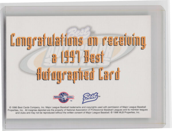 1997 Best Glendon Rusch AU #NNO Royals Autographs Autograph Series - Image 3