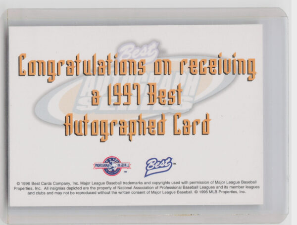 1997 Best Preston Wilson AU #NNO Mets Autographs Autograph Series - Image 3