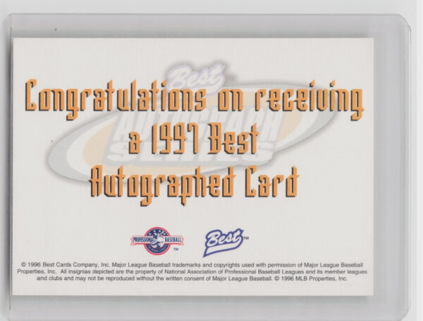 1997 Best Russ Ortiz AU #NNO Giants Autographs Autograph Series - Image 3