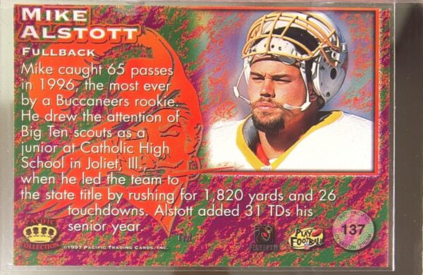 1997 Pacific Dynagon Prism Mike Alstott #137 Buccaneers - Image 3