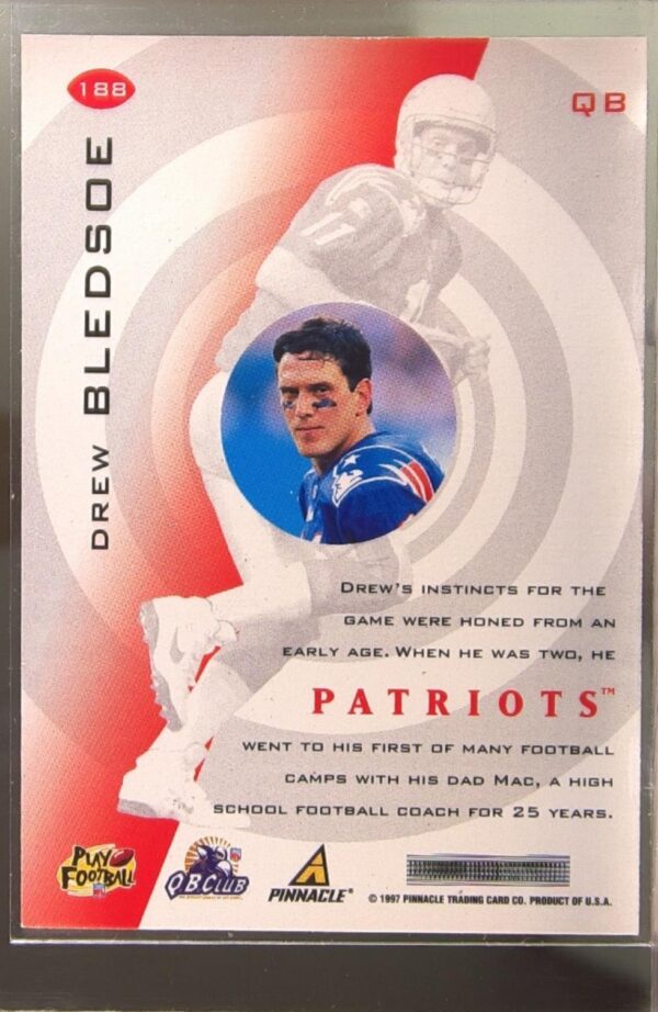 1997 Pinnacle Drew Bledsoe #188 Patriots - Image 3