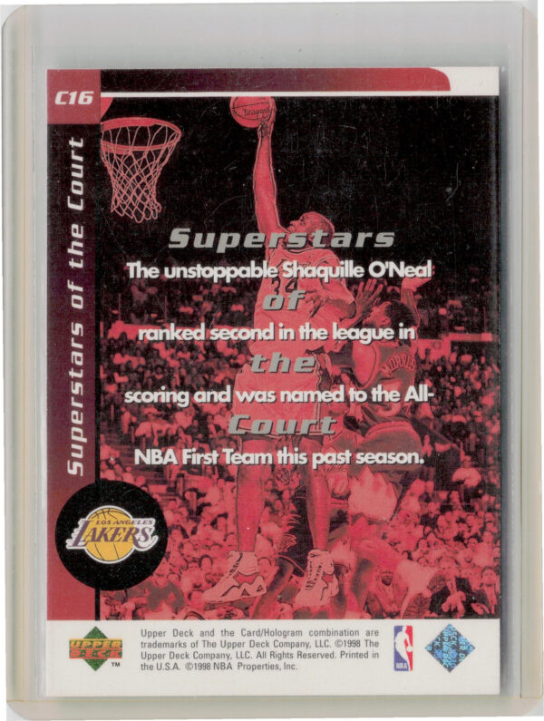 1998-99 Upper Deck Ovation Shaquille O'Neal #C16 Lakers Superstars of the Court - Image 3