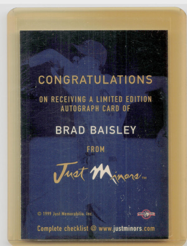 1999 Just Brad Baisley AU #NNO Phillies Autographs - Image 3