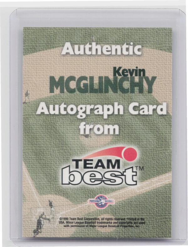 1999 Team Best Rookie Kevin McGlinchy AU #NNO Braves Autographs - Image 3