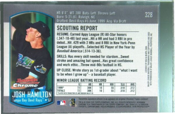 2000 Bowman Josh Hamilton #328 Rays - Image 3