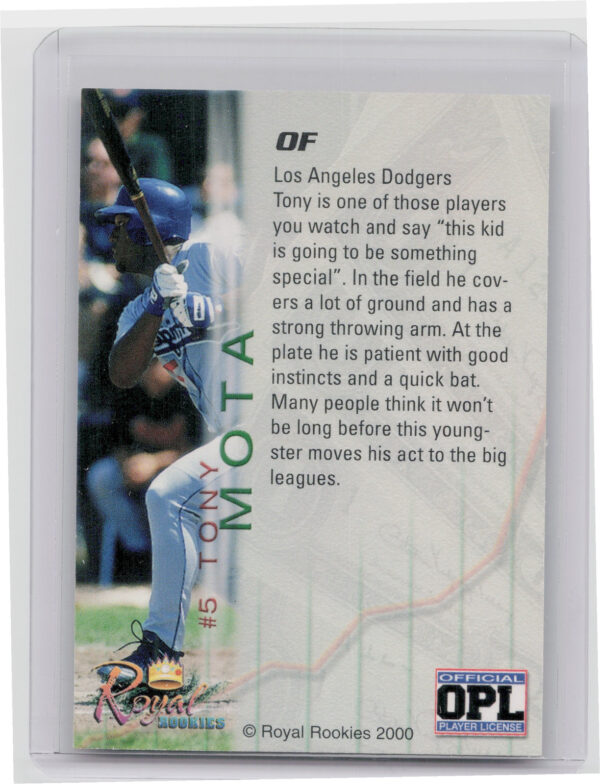 2000 Royal Rookies Futures Tony Mota AU SN4950 #5 Dodgers Autographs - Image 3
