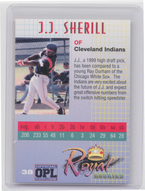 2000 Royal Rookies J.J. Sherrill AU SN4950 #38 Indians Autographs - Image 3