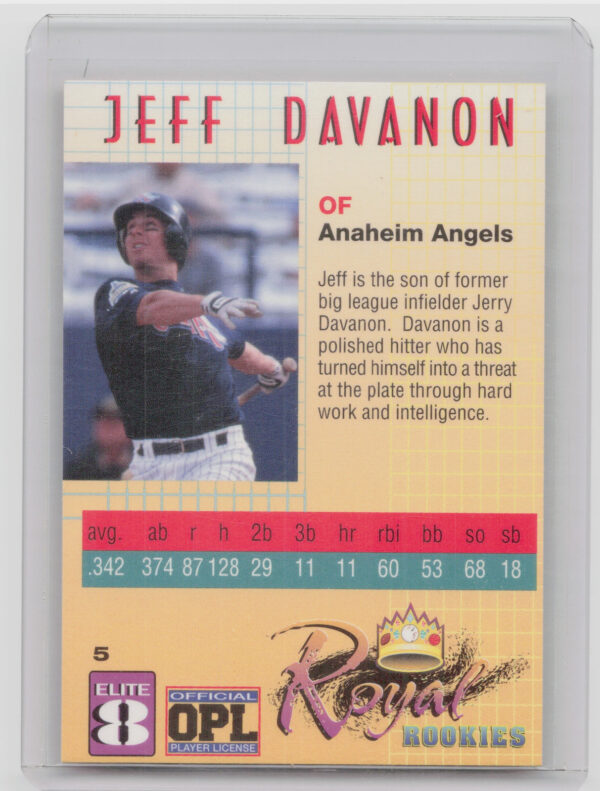 2000 Royal Rookies Jeff DaVanon SN2500 AU #5 Angels Elite Eight Autographs - Image 3