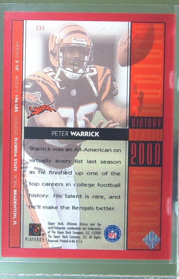 2000 Upper Deck Ultimate Victory Peter Warrick RC /2000 #131 Bengals - Image 3