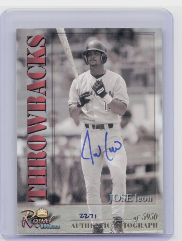 2001 Royal Rookies Throwbacks Jose Leon Auto /5950 #14 Orioles Autographs