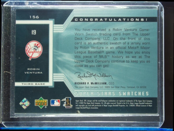 2002 SPx Robin Ventura SN800 MEM #156 Yankees - Image 3