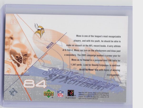 2003 SPx Randy Moss #88 Vikings - Image 3