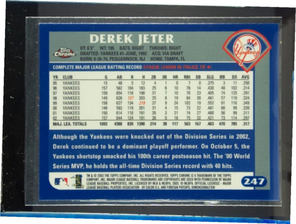2003 Topps Chrome Derek Jeter #247 Yankees - Image 3