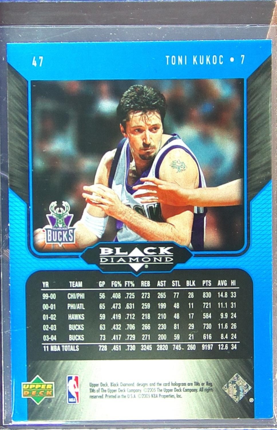 2004-05 UD Black Diamond Toni Kukoc #47 Bucks - Image 3