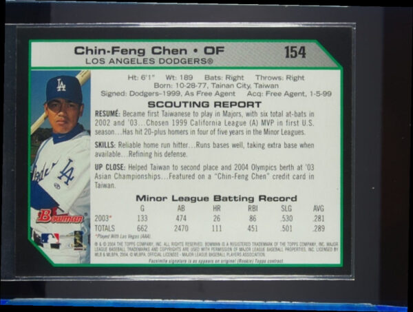 2004 Bowman Chin-Feng Chen #154 Dodgers - Image 3
