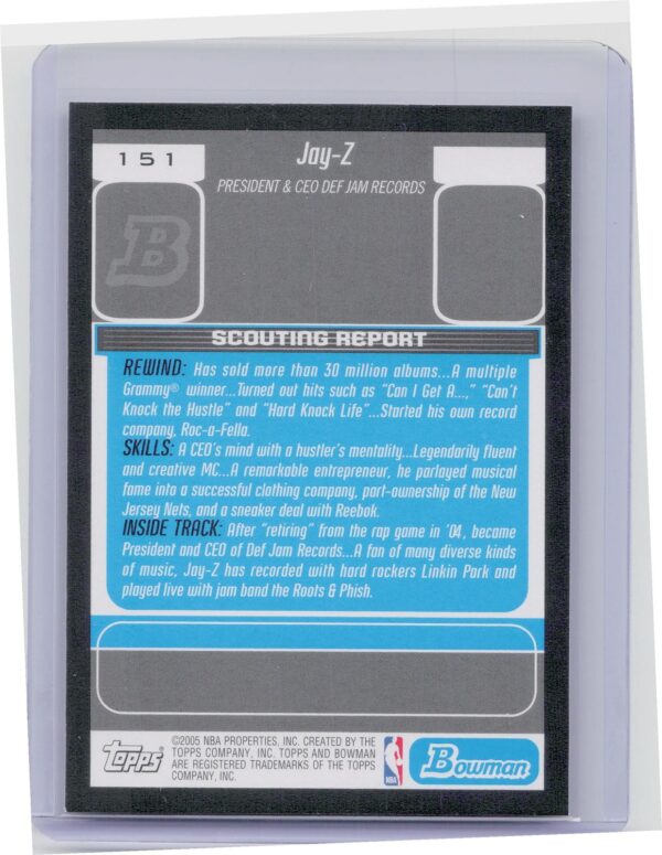 2005-06 Bowman Jay-Z #151 - Image 3