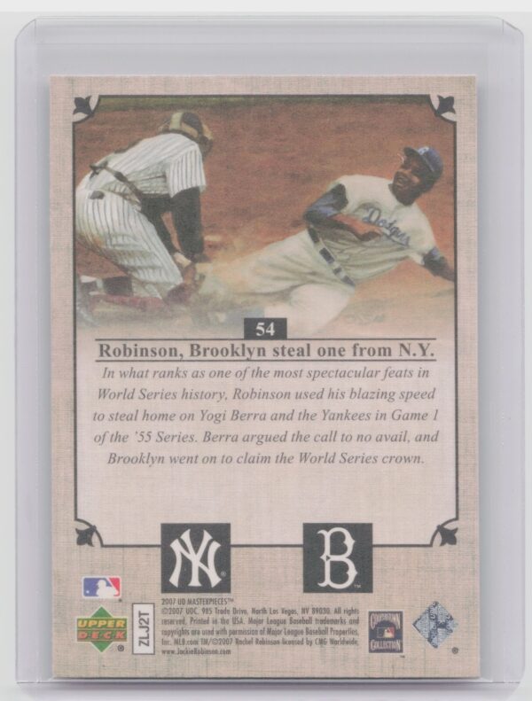 2007 Upper Deck Masterpieces Yogi Berra / Jackie Robinson #54 Dodgers - Image 3