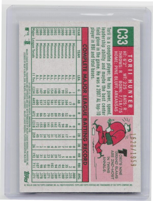2008 Heritage Torii Hunter Chrome /1959 #C33 Angels - Image 3