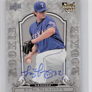 2008 Upper Deck A Piece of History Luis Mendoza AU SN499 #147 Rangers Rookie Aut