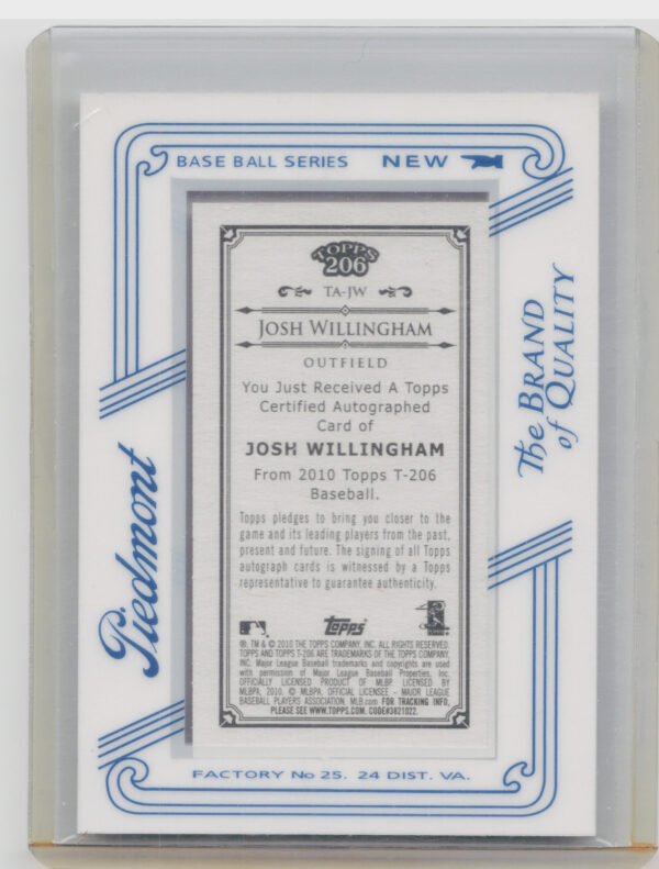 2010 Topps 206 Josh Willingham AU #TA-JW Nationals Mini Framed Autographs Piedmo - Image 3