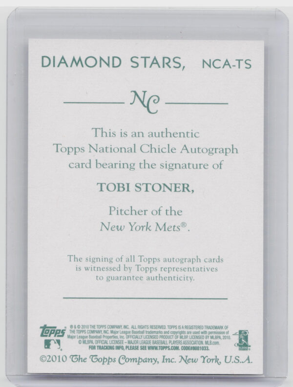 2010 Topps National Chicle Tobi Stoner #NCA-TS Mets Autographs - Image 3