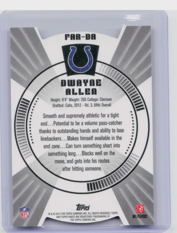 2012 Finest Dwayne Allen #FAR-DA Colts Atomic Refractor Rookies - Image 3