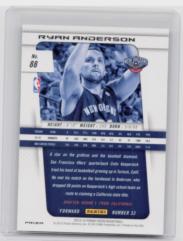 2013-14 Prizm Ryan Anderson Green #88 Pelicans - Image 3