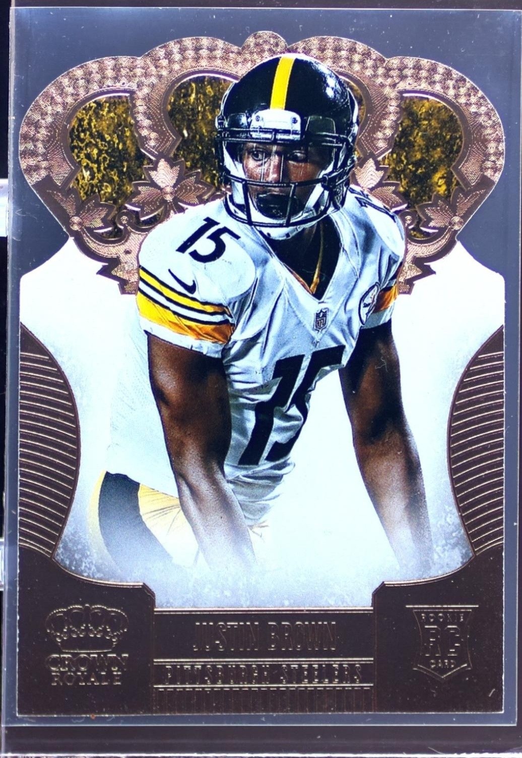 2013 Crown Royale Justin Brown Bronze (Die Cut Crown) RC #153 Steelers