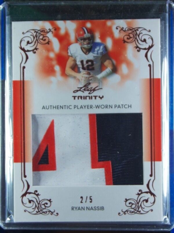 2013 Leaf Trinity Ryan Nassib SN5 MEM #DP-RN1 Orange Jumbo Patch Red