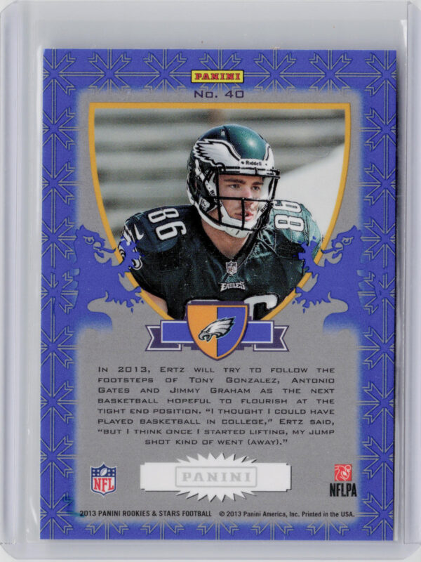2013 Panini Rookies & Stars Zach Ertz #40 Eagles Rookie Crusade - Image 3