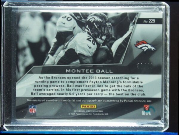 2013 Panini Spectra Montee Ball AU MEM SN49 #229 Broncos Spectra Rookie Signatur - Image 3