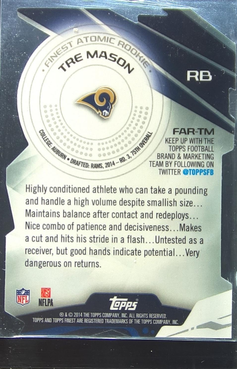 2014 Finest Tre Mason RC #FAR-TM Rams Atomic Refractor Rookies - Image 3