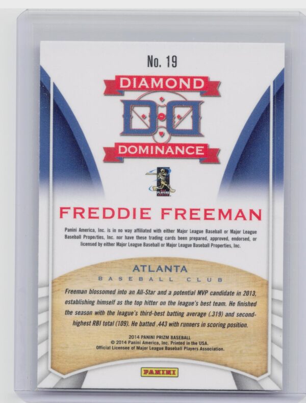 2014 Prizm Freddie Freeman #19 Braves Diamond Dominance - Image 3