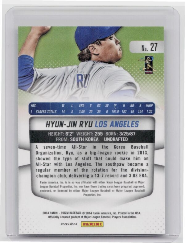 2014 Prizm Hyun-Jin Ryu Prizms Camo #27 Dodgers - Image 3