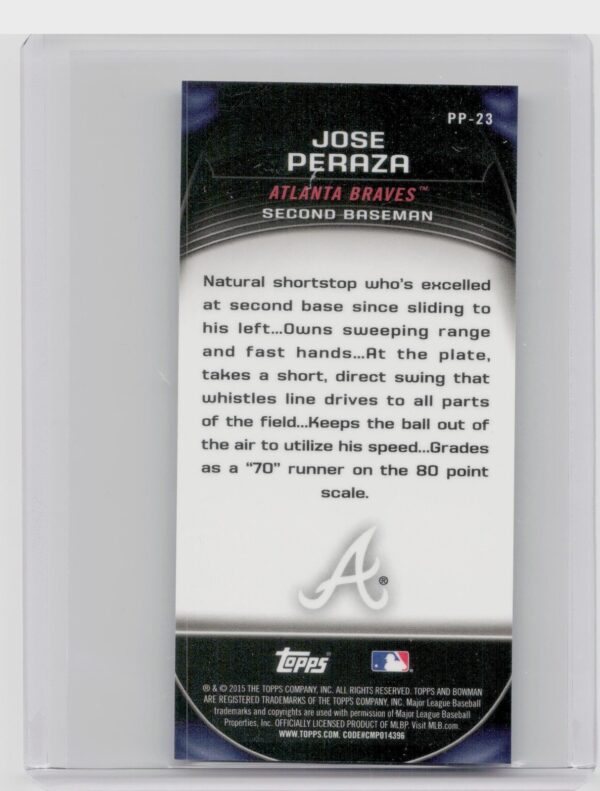 2015 Bowman Chrome Jose Peraza #PP-23 Braves Prospect Profiles Minis - Image 3