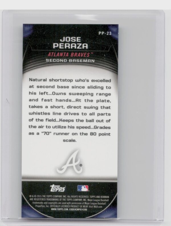 2015 Bowman Chrome Jose Peraza #PP-23 Braves Prospect Profiles Minis - Image 3