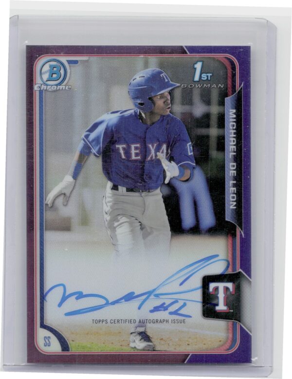 2015 Bowman Chrome Michael De Leon AU SN250 #BCAP-MDL Rangers Prospect Autograph