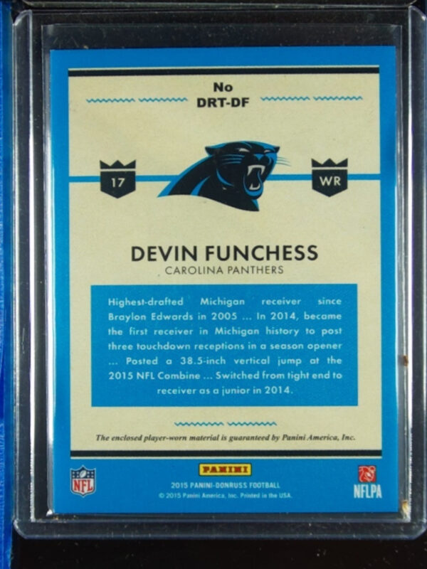 2015 Donruss Devin Funchess MEM DRT-DF - Image 3