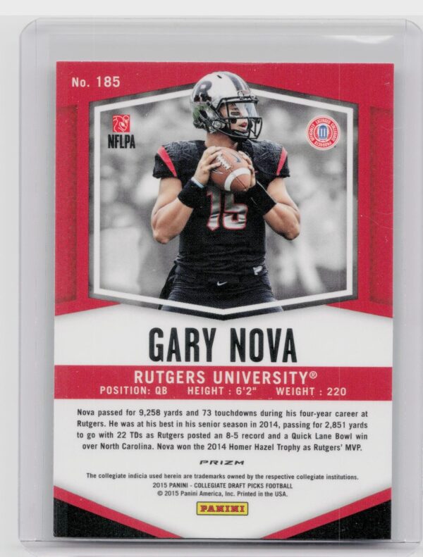 2015 Prizm Collegiate Draft Picks Gary Nova Prizms #185 Knights - Image 3