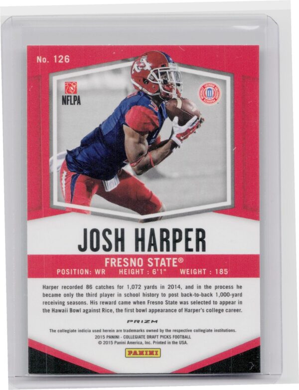 2015 Prizm Collegiate Draft Picks Josh Harper Prizms #126 Bulldogs - Image 3