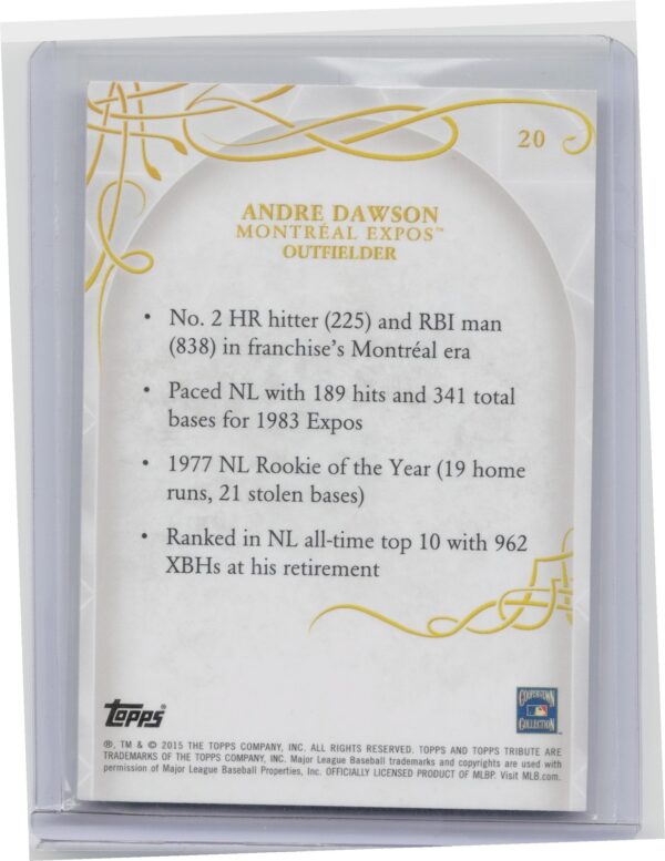 2015 Topps Tribute Andre Dawson #20 Expos - Image 3