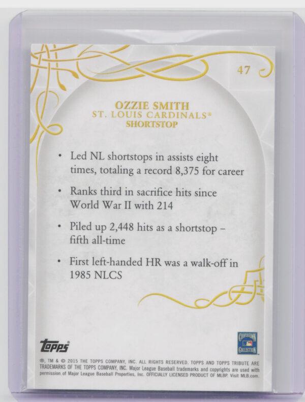 2015 Topps Tribute Ozzie Smith #47 Cardinals - Image 3