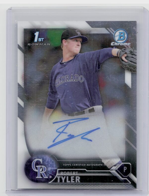 2016 Bowman Draft Robert Tyler AU #CDA-RT Rockies Chrome Draft Pick Autographs
