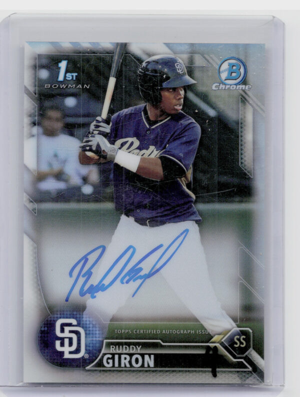 2016 Bowman Ruddy Giron AU SN499 #CPA-RG Padres Chrome Prospect Autographs Refra