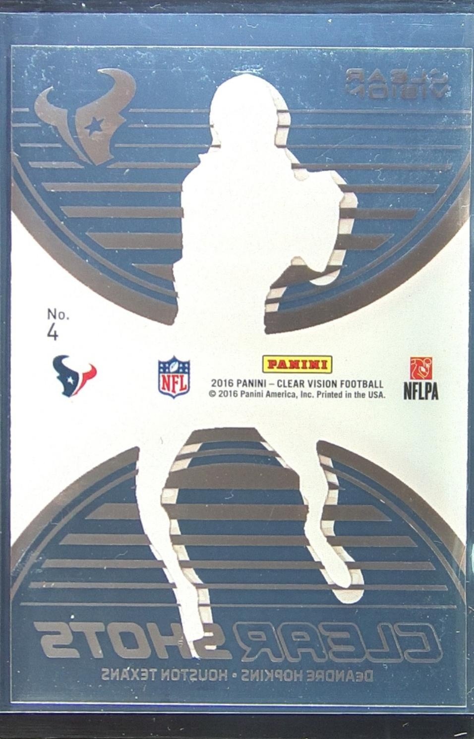 2016 Clear Vision DeAndre Hopkins /99 #4 Texans Clear Shots Blue - Image 3