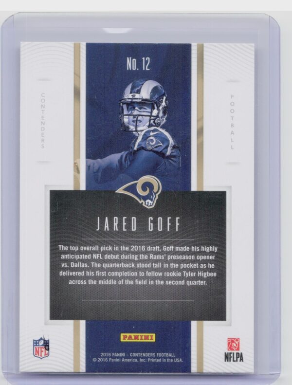 2016 Contenders Jared Goff #12 Rams Rookie of the Year Contenders - Image 3