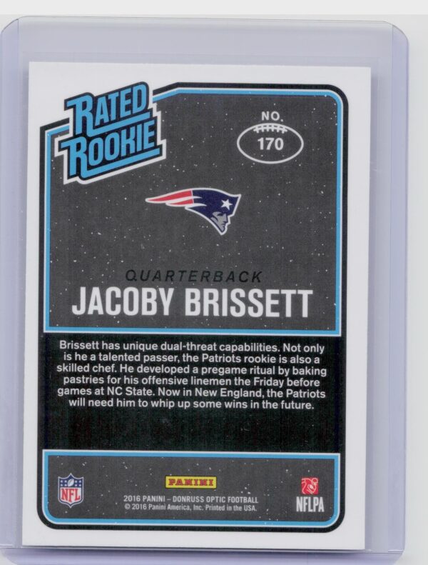 2016 Donruss Optic Jacoby Brissett RC #170 Patriots - Image 3