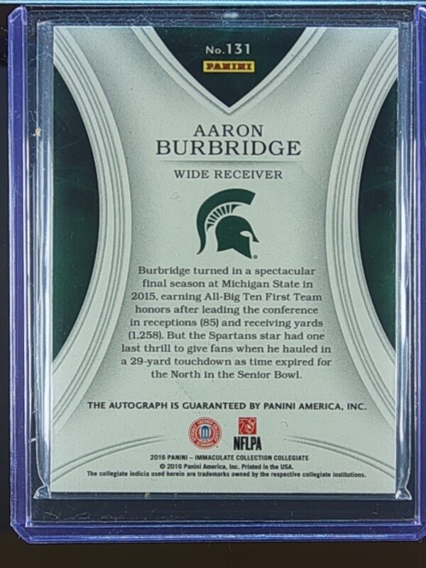 2016 Immaculate Collegiate Aaron Burbridge AUTO /99 #131 Spartans - Image 3